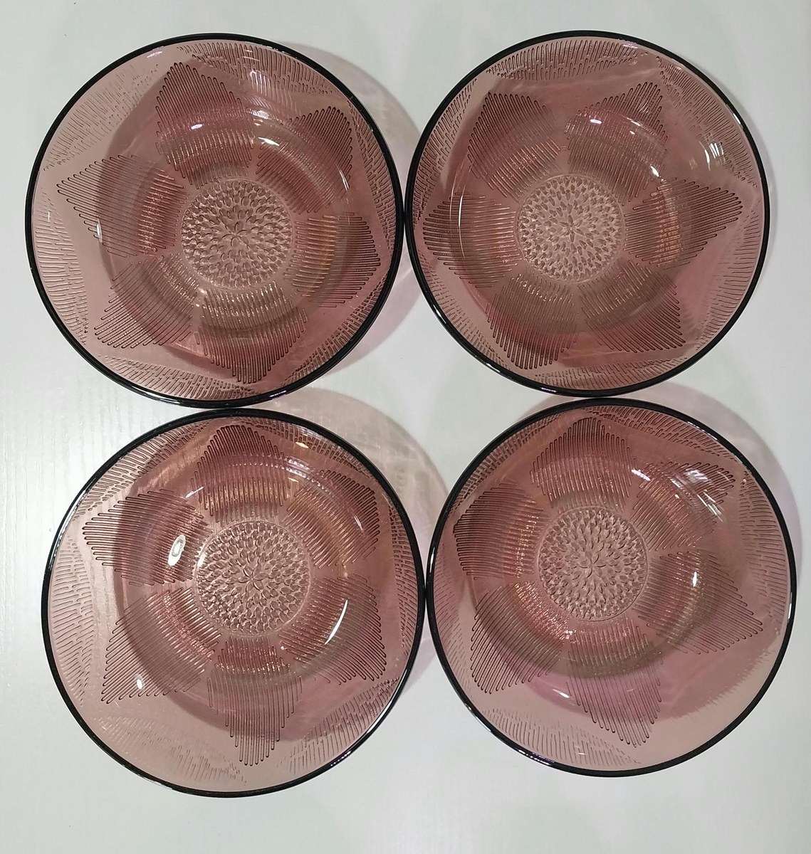 Vintage Cranberry Glass Bowls: Forte Crista FCG2 Textured Salad Bowls, Set of 4, view 10