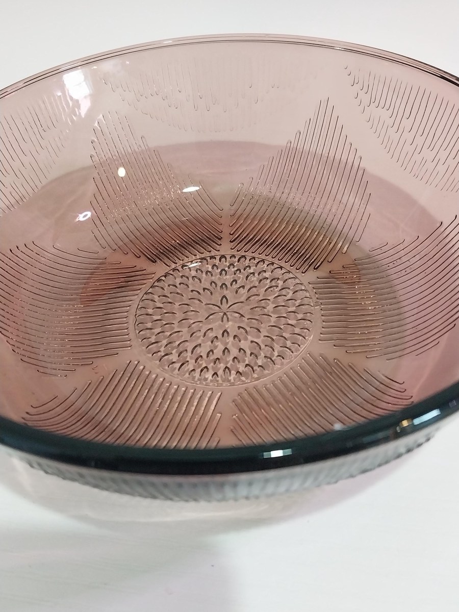 Vintage Cranberry Glass Bowls: Forte Crista FCG2 Textured Salad Bowls, Set of 4, view 7