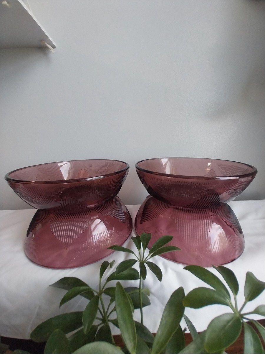 Vintage Cranberry Glass Bowls: Forte Crista FCG2 Textured Salad Bowls, Set of 4, view 8