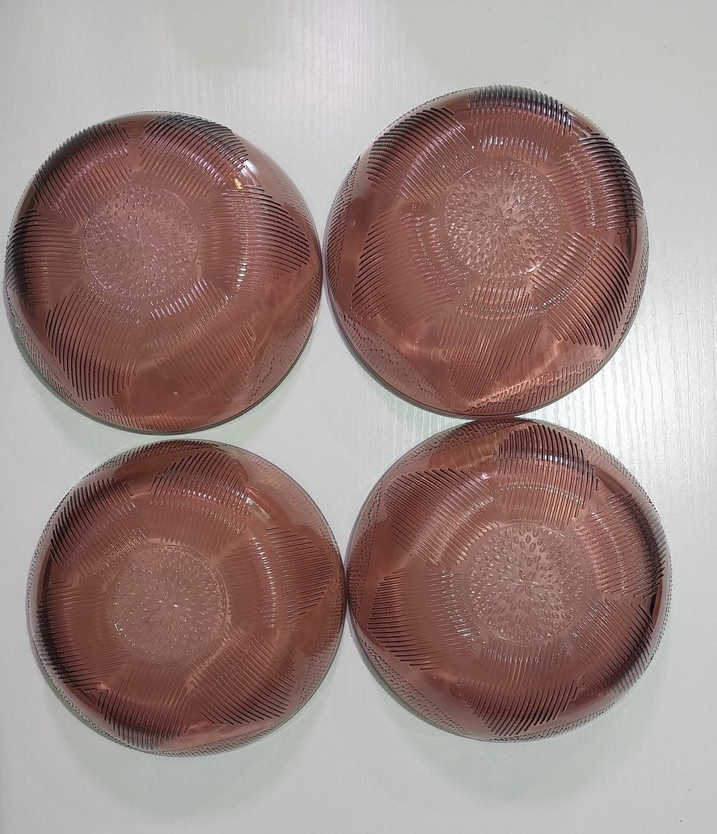 Vintage Cranberry Glass Bowls: Forte Crista FCG2 Textured Salad Bowls, Set of 4, view 9