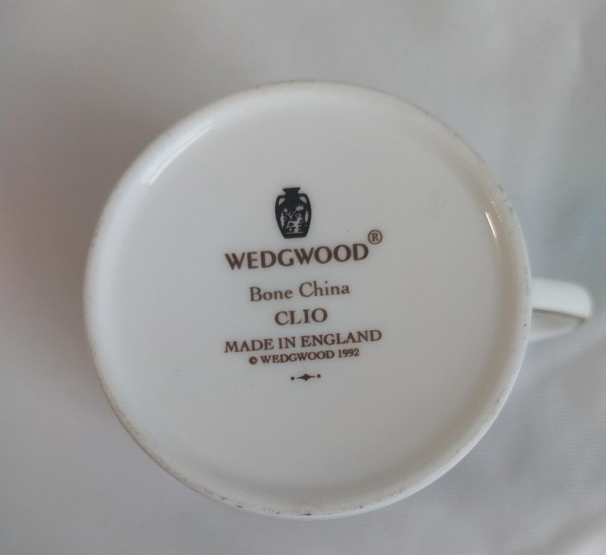 Vintage Wedgwood Clio Demitasse Cup & Saucer: Floral Porcelain, Gold Rim, view 10