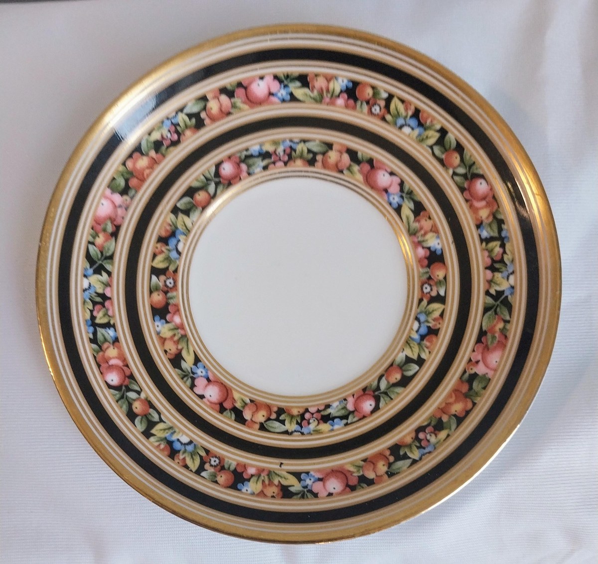 Vintage Wedgwood Clio Demitasse Cup & Saucer: Floral Porcelain, Gold Rim, view 5