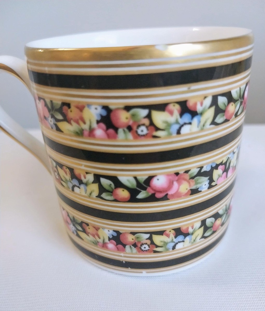 Vintage Wedgwood Clio Demitasse Cup & Saucer: Floral Porcelain, Gold Rim, view 8