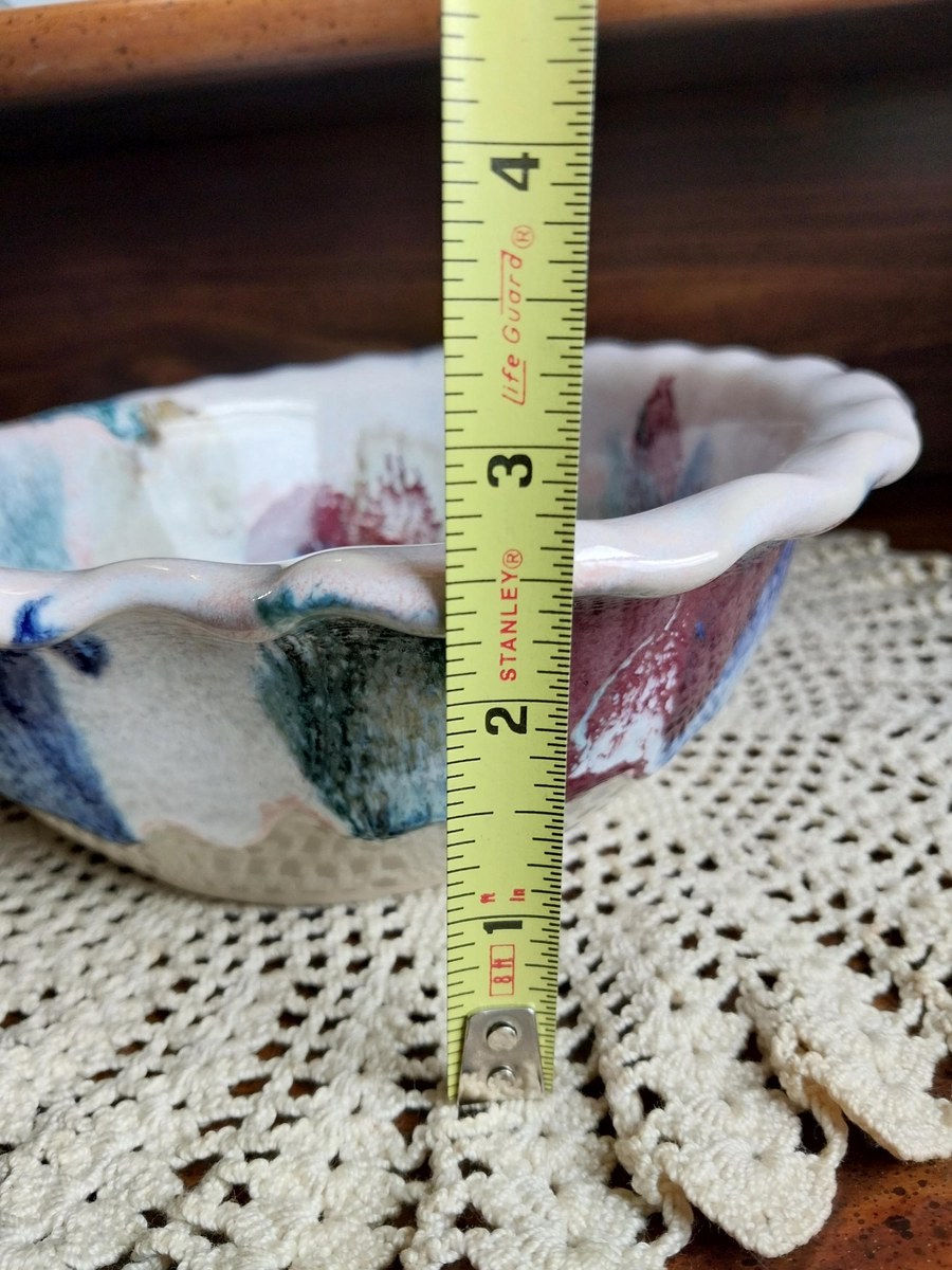 Vintage DK Clay Studio Heart Bowl: 80s Drip Glaze Ceramic Pottery, view 10