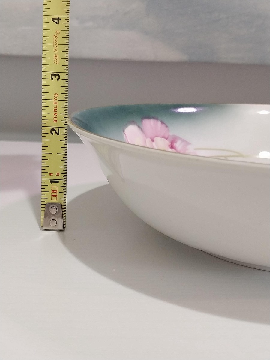 Vintage PV Vessra Porcelain Bowl: Hand-Painted Pink Poppies, Gold Trim, view 5