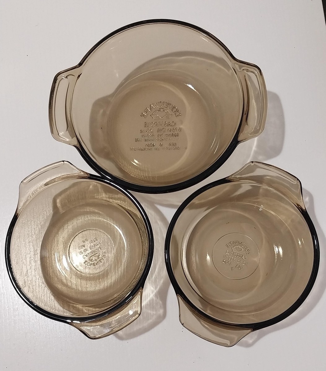 Vintage L'Ovenware Brown Glass Casserole Set: USA-Made Oven-to-Table Dishes, view 3