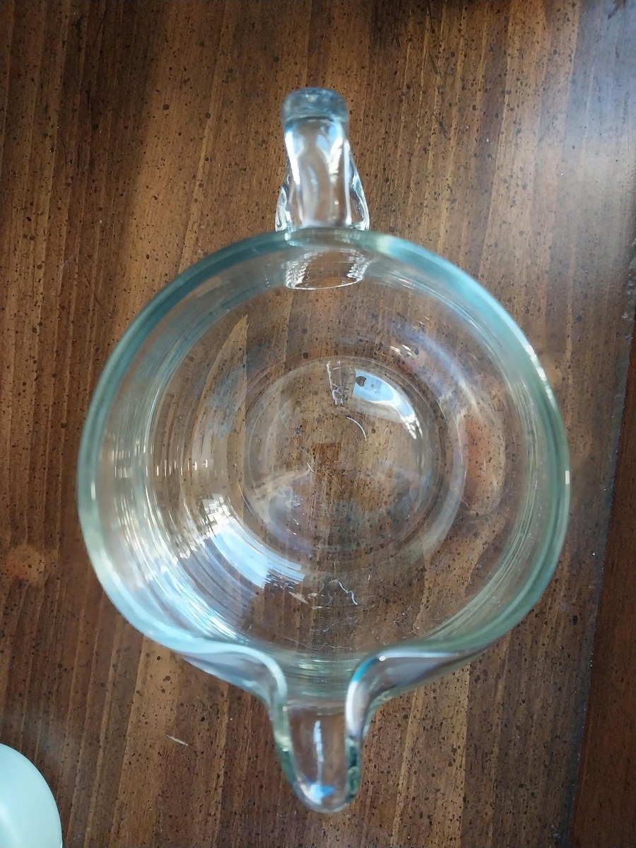 Hand Blown Glass Pitcher: Minimalist Borosilicate Jug with Ice Lip, view 6