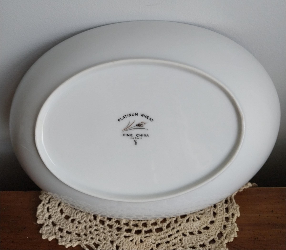 Vintage Platinum Wheat Serving Bowl: Fine China Japan, 1950s, view 3