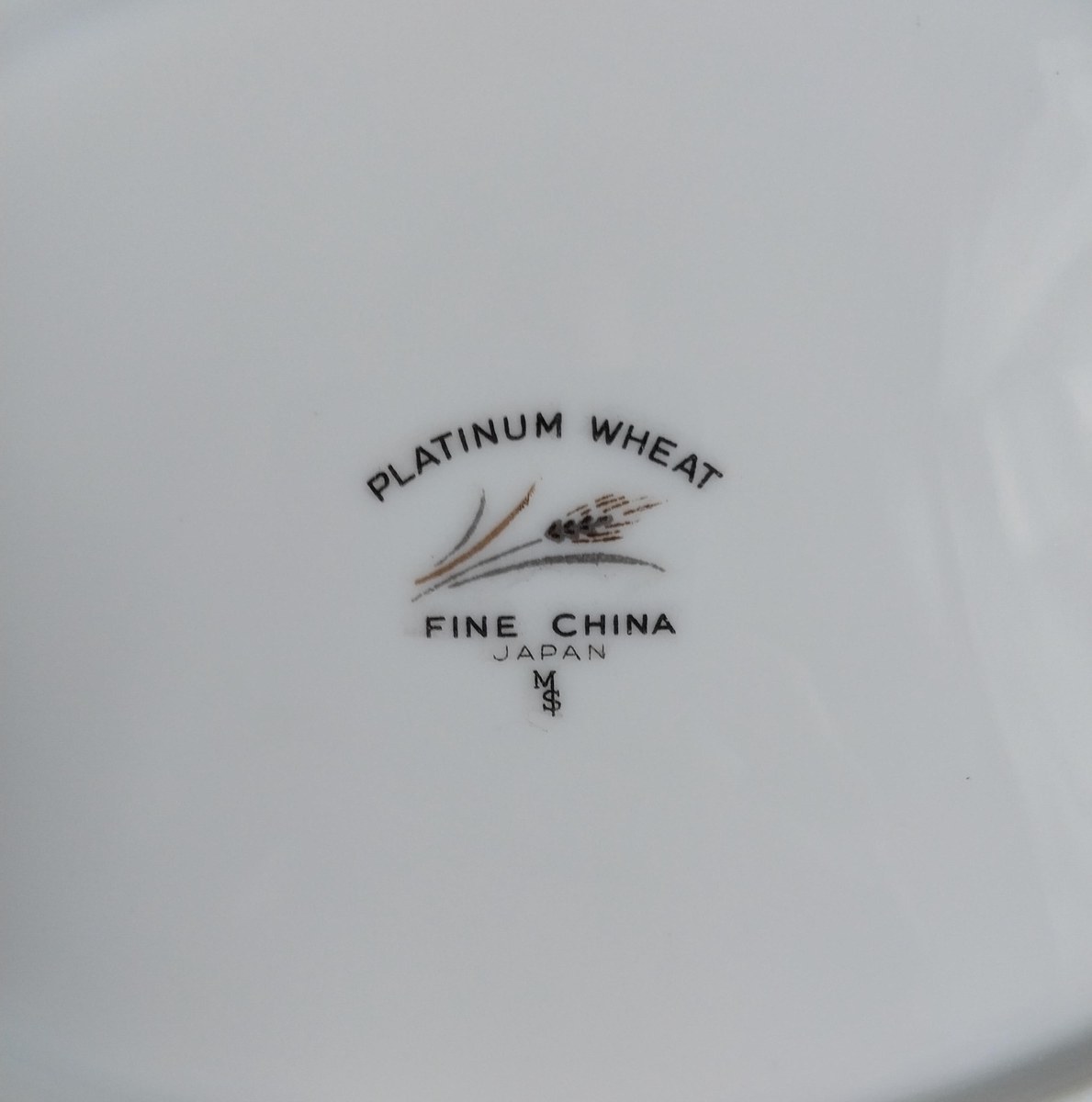 Vintage Platinum Wheat Serving Bowl: Fine China Japan, 1950s, view 4