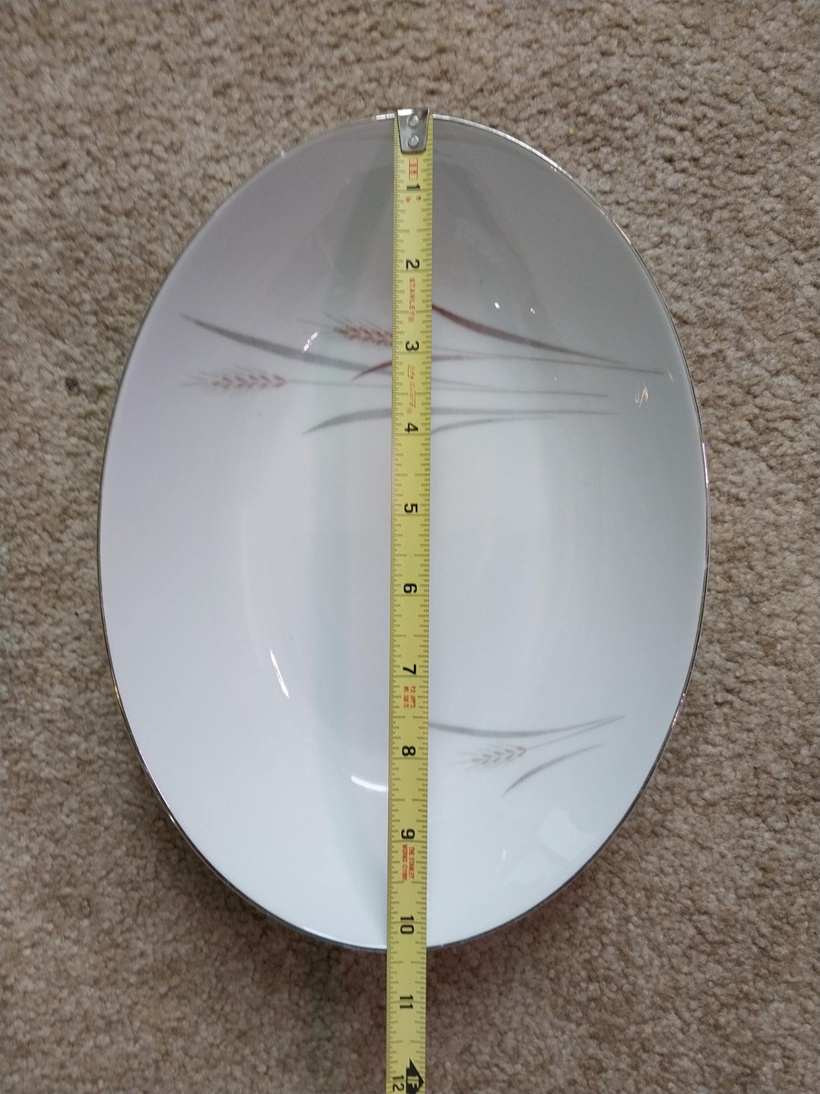 Vintage Platinum Wheat Serving Bowl: Fine China Japan, 1950s, view 6