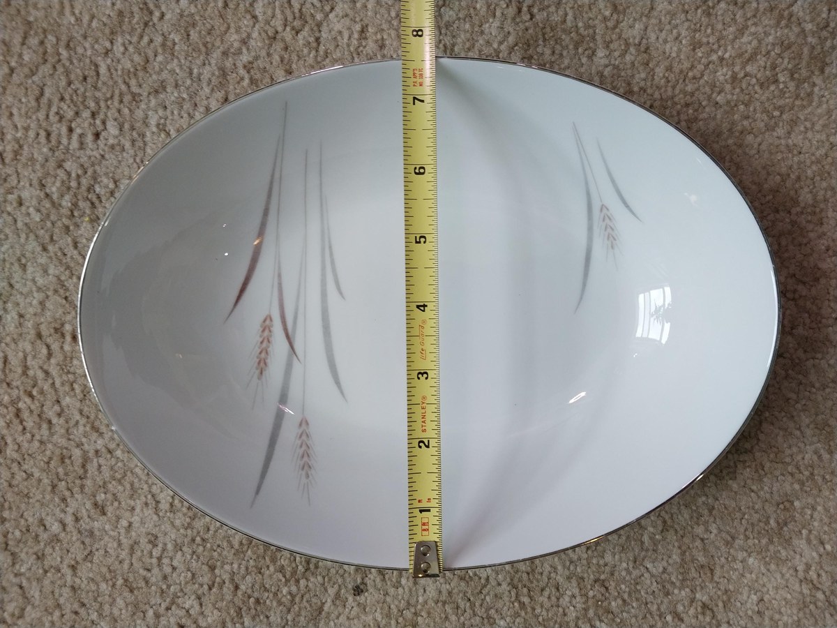 Vintage Platinum Wheat Serving Bowl: Fine China Japan, 1950s, view 7