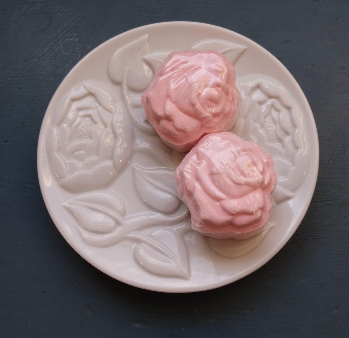 Vintage Germaine Monteil Floral Soap Dish: Embossed Peonies, 1970s Japan, view 3