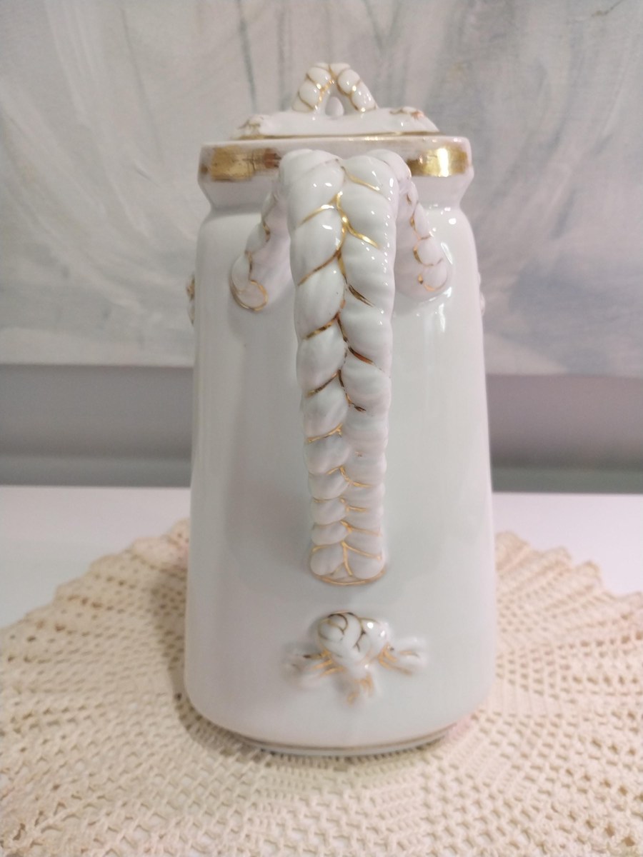 Antique Haviland Limoges Coffee Set: French Victorian Porcelain, Gold Rope Detail, view 5