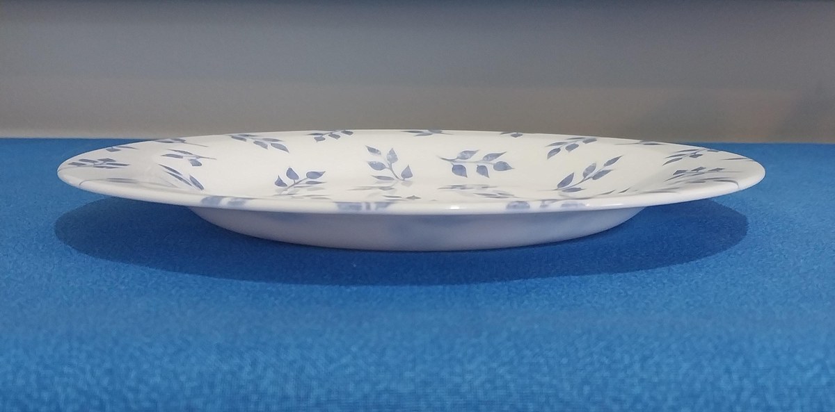 Vintage Arcopal Blue Leaf Dinnerware Set: French Opal Glass, Mid-Century Modern, view 8