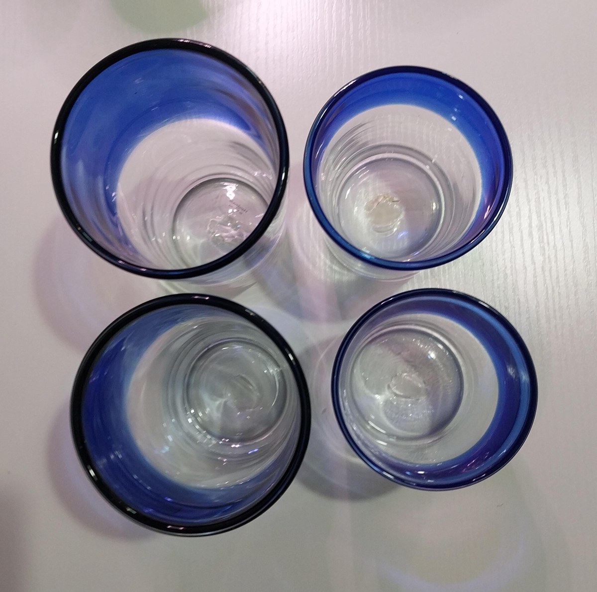 Vintage Cobalt Blue Rim Tumblers Set of 4, view 3