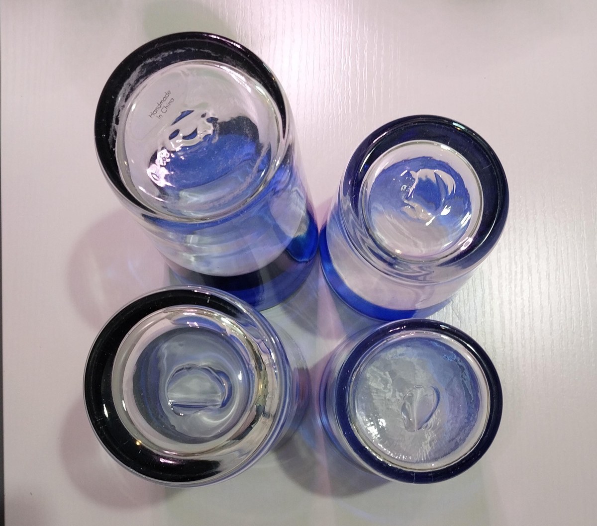 Vintage Cobalt Blue Rim Tumblers Set of 4, view 4