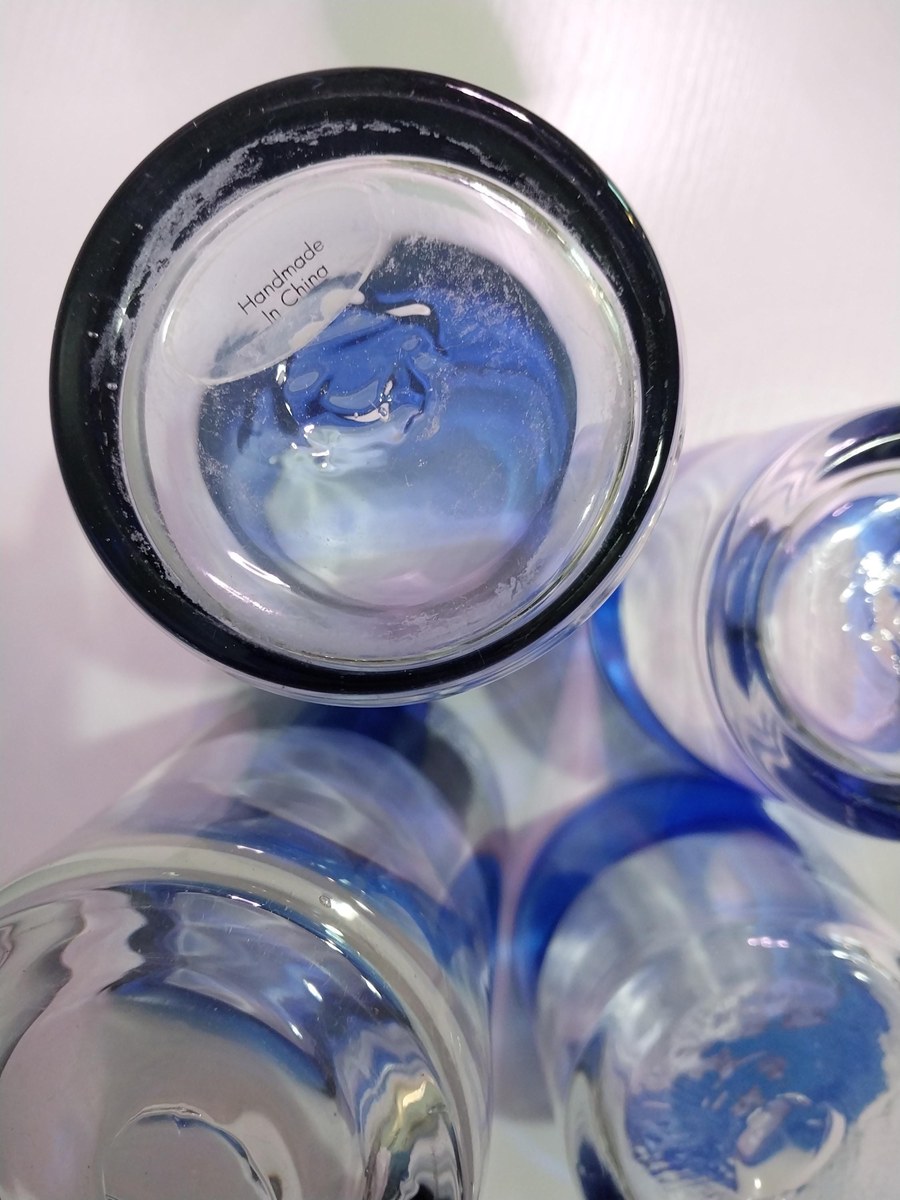 Vintage Cobalt Blue Rim Tumblers Set of 4, view 5