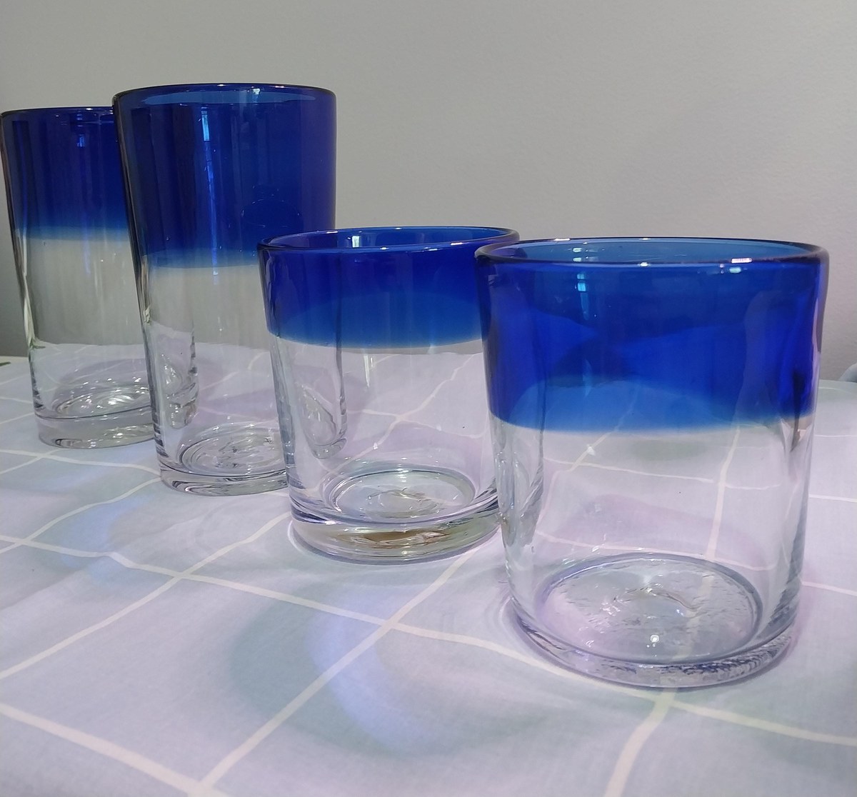 Vintage Cobalt Blue Rim Tumblers Set of 4, view 6