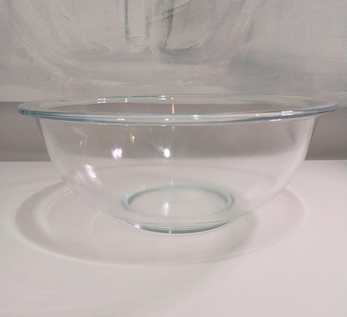 Vintage 1970s Pyrex #325 Mixing Bowl 2.5 Qt - Blue Green Tint, MCM Glass USA, view 2