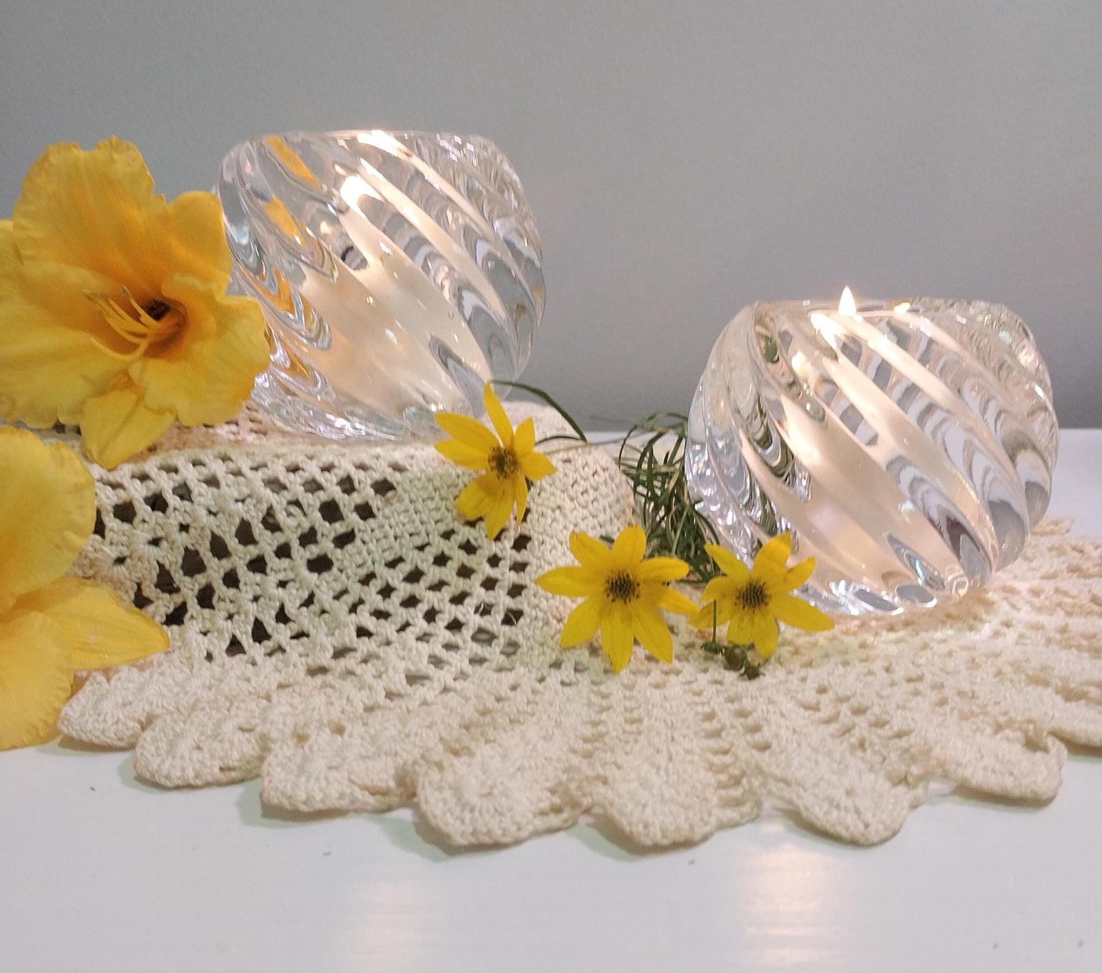 Vintage PartyLite Candle Holders Set of 2, Clear Glass Votive Holders, Elegant Candlelight Decor, Retired PartyLite Home Accent