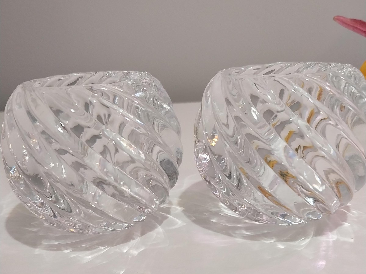 Vintage PartyLite Candle Holders Set of 2, Clear Glass Votive Holders, Elegant Candlelight Decor, Retired PartyLite Home Accent, view 7