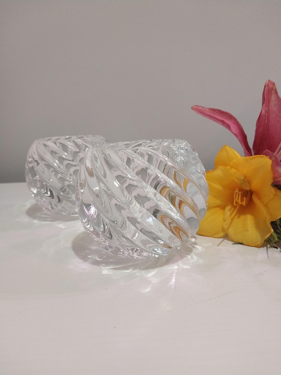 Vintage PartyLite Candle Holders Set of 2, Clear Glass Votive Holders, Elegant Candlelight Decor, Retired PartyLite Home Accent, view 9