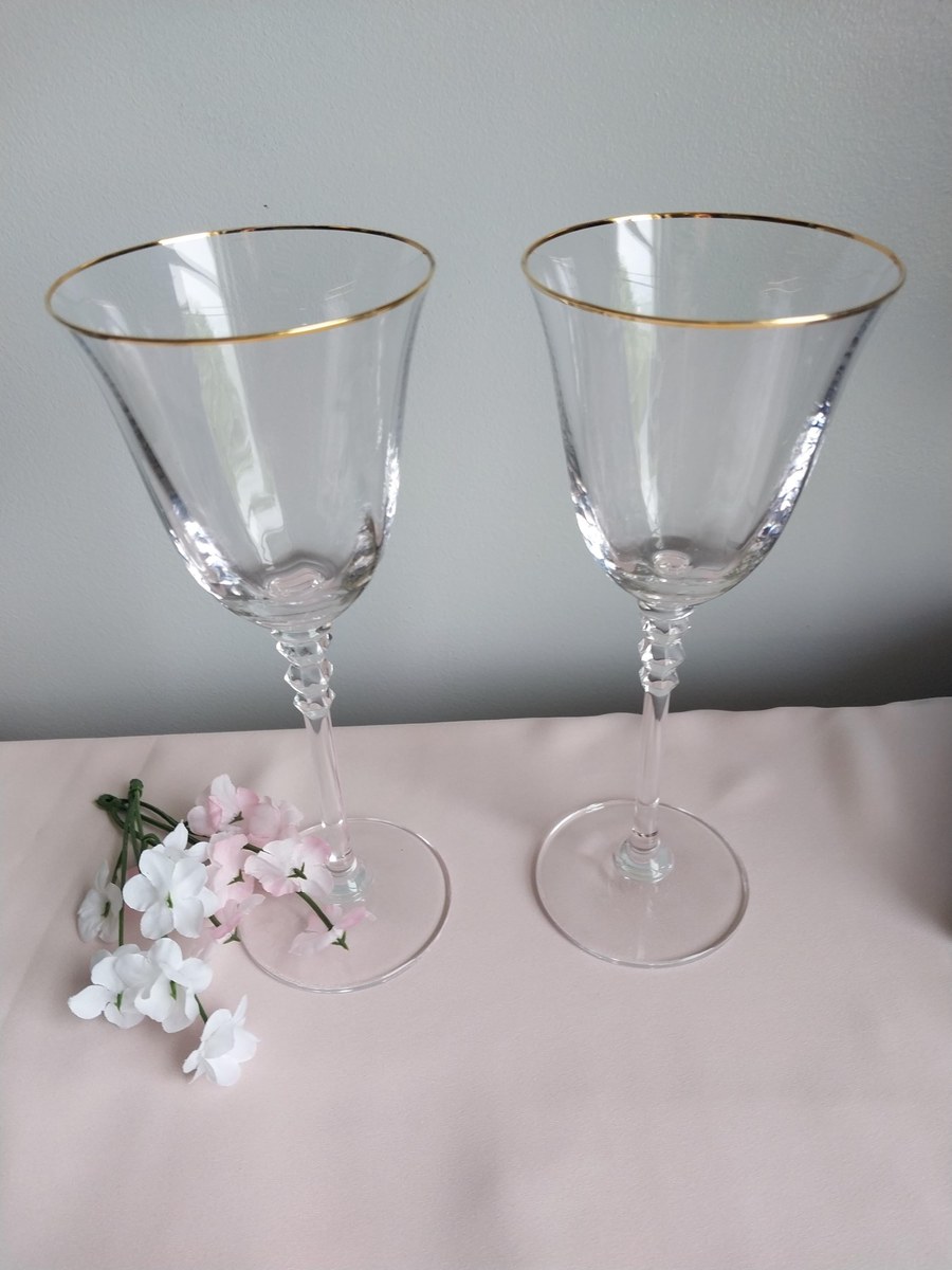Mikasa Sonata Gold Wine Glasses (Set of 4) - Handblown Crystal Barware, view 6