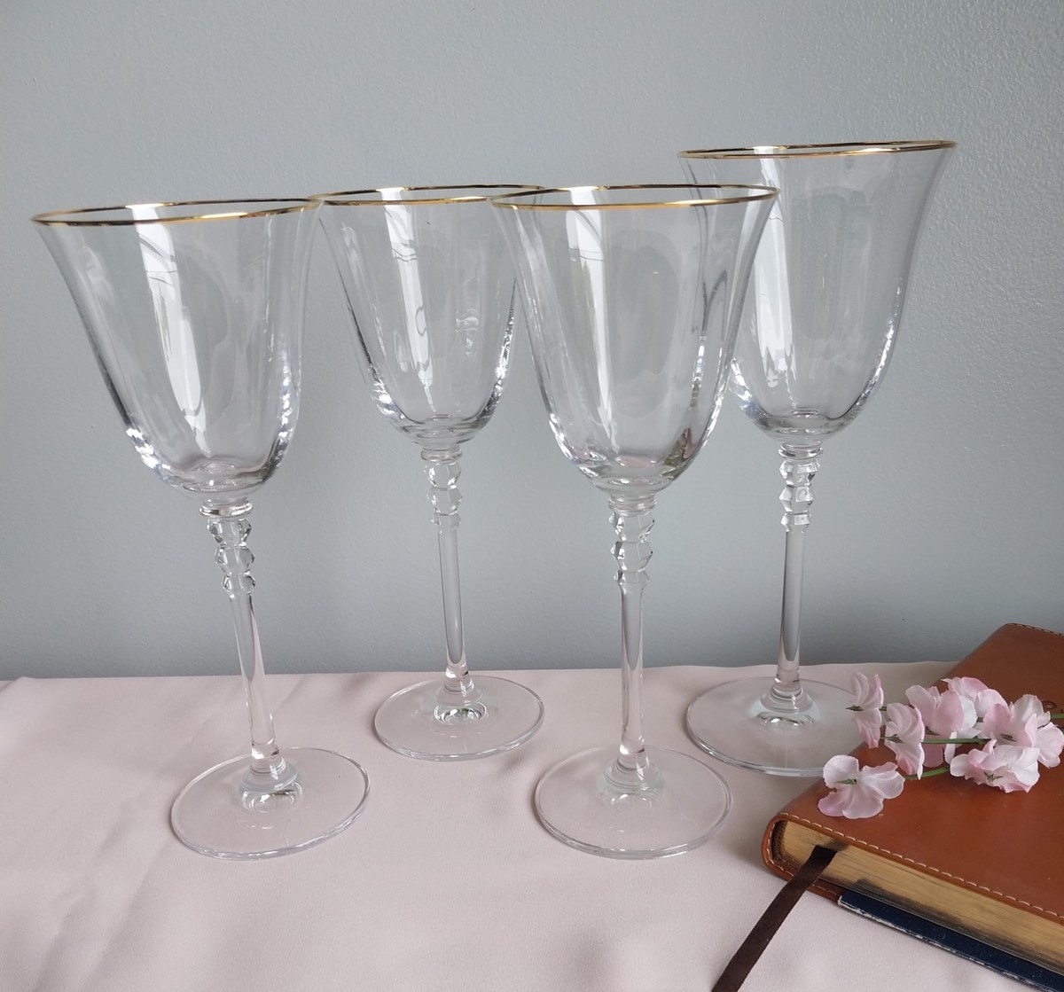 Mikasa Sonata Gold Wine Glasses (Set of 4) - Handblown Crystal Barware, view 8