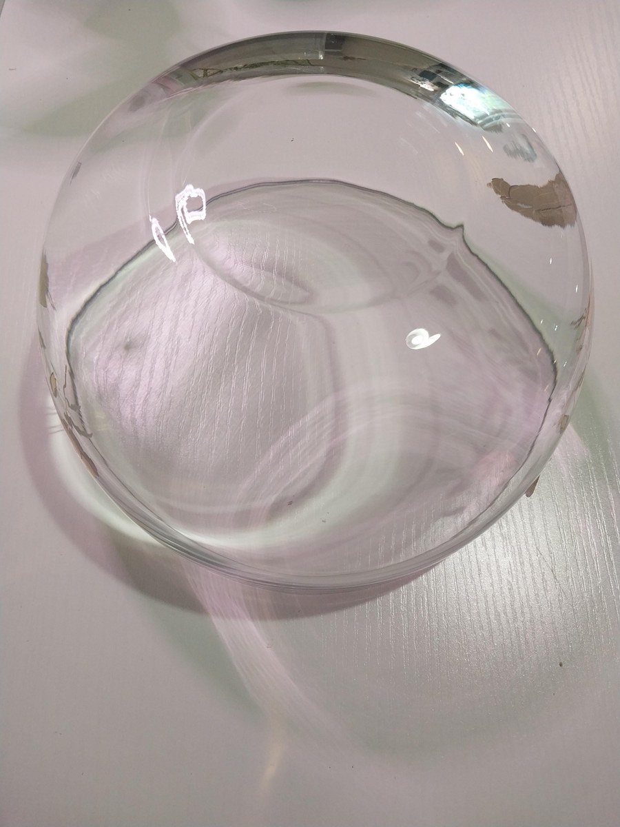 Vintage Mouthblown Glass Bowl: 12K Gold Floral, Turkish 1960s, view 4