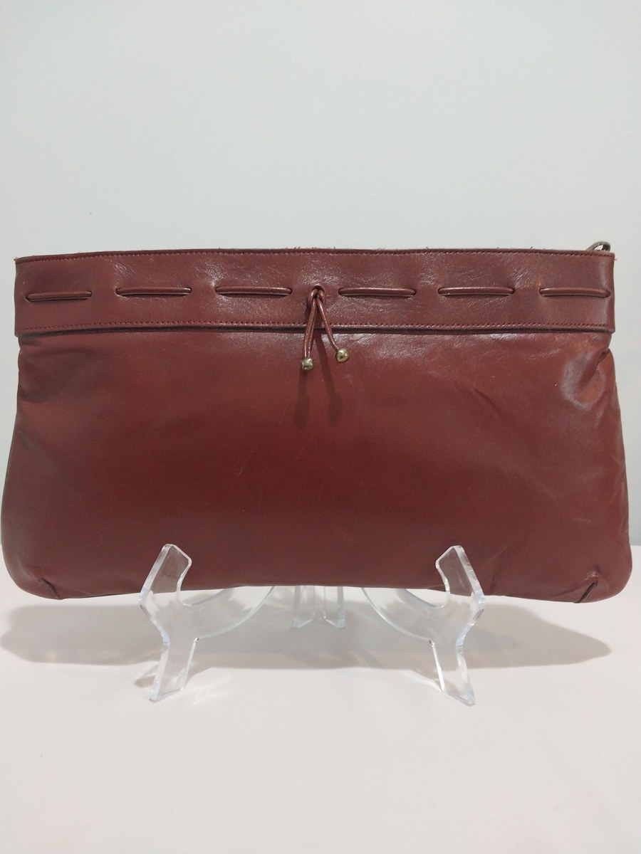 Vintage Etienne Aigner Oxblood Leather Clutch: Handmade 60s German Luxury, view 2