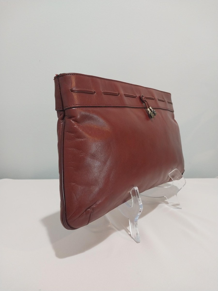 Vintage Etienne Aigner Oxblood Leather Clutch: Handmade 60s German Luxury, view 3
