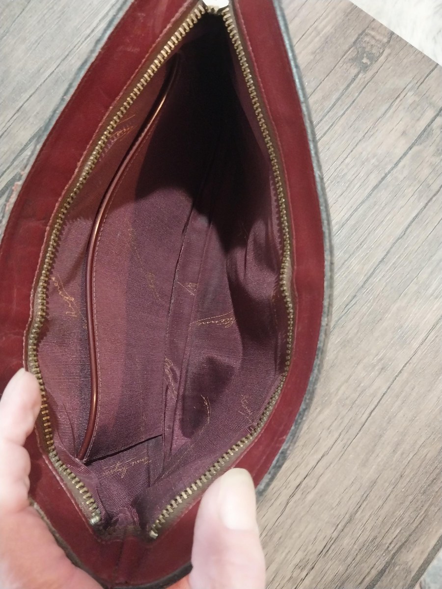 Vintage Etienne Aigner Oxblood Leather Clutch: Handmade 60s German Luxury, view 5