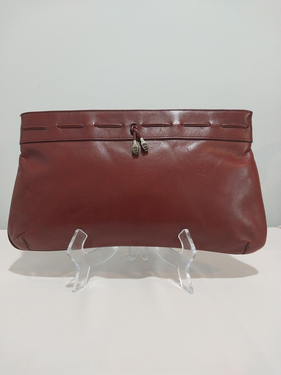 Vintage Etienne Aigner Oxblood Leather Clutch: Handmade 60s German Luxury, view 9