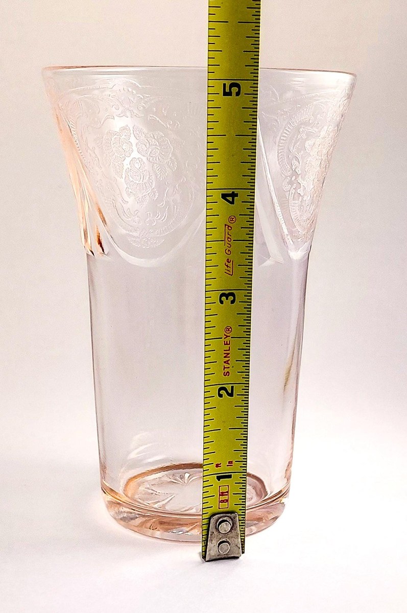 Hazel Atlas Royal Lace Pink Depression Glass Tumblers Set of 4 Rare 12 oz Iced Tea Glasses 1934-1941, view 11