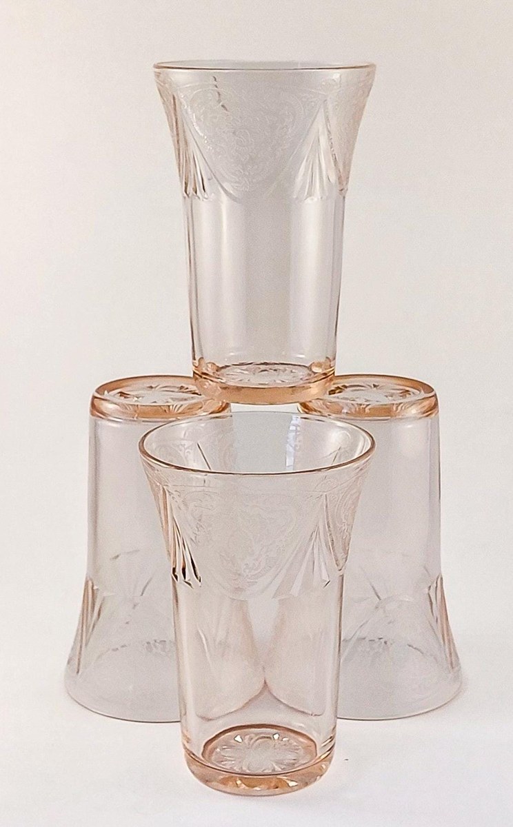 Hazel Atlas Royal Lace Pink Depression Glass Tumblers Set of 4 Rare 12 oz Iced Tea Glasses 1934-1941, view 16