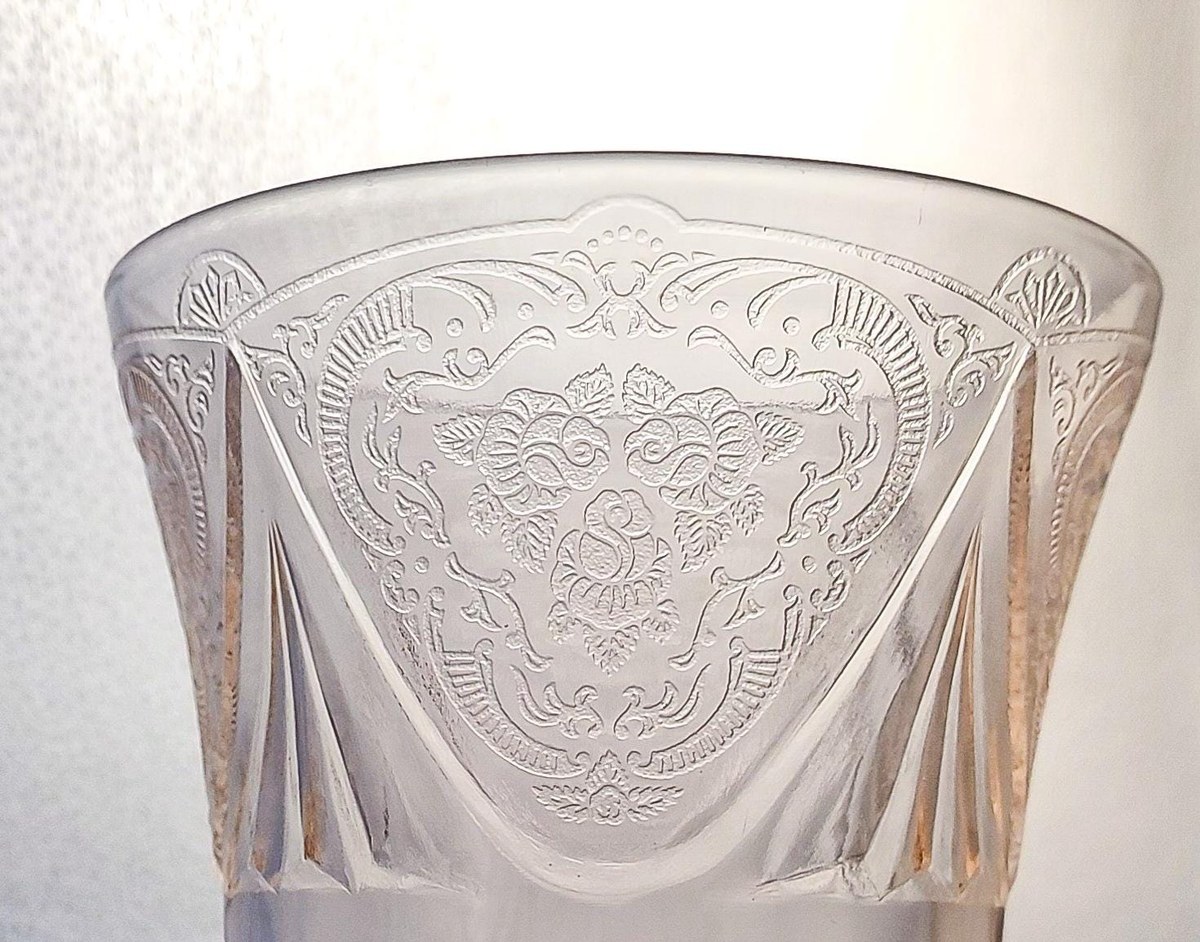 Hazel Atlas Royal Lace Pink Depression Glass Tumblers Set of 4 Rare 12 oz Iced Tea Glasses 1934-1941, view 5