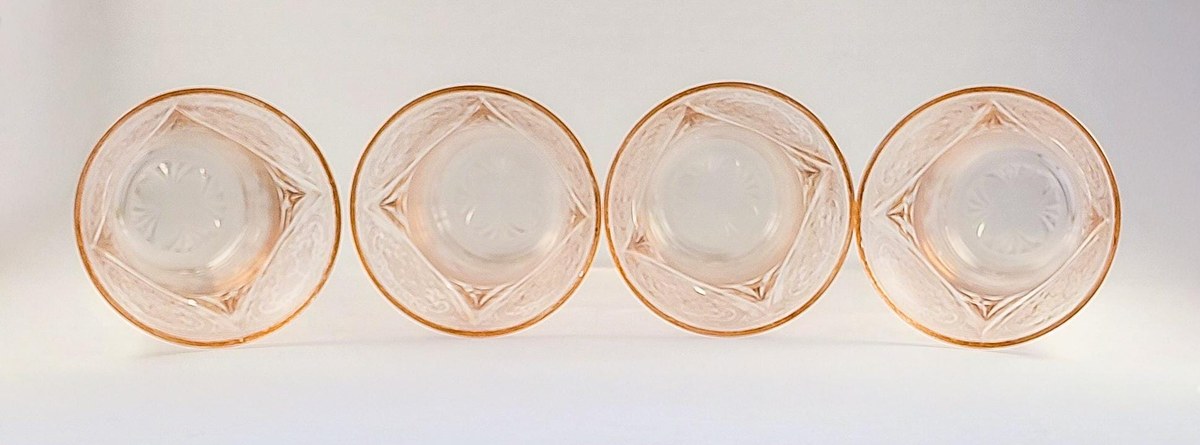 Hazel Atlas Royal Lace Pink Depression Glass Tumblers Set of 4 Rare 12 oz Iced Tea Glasses 1934-1941, view 9