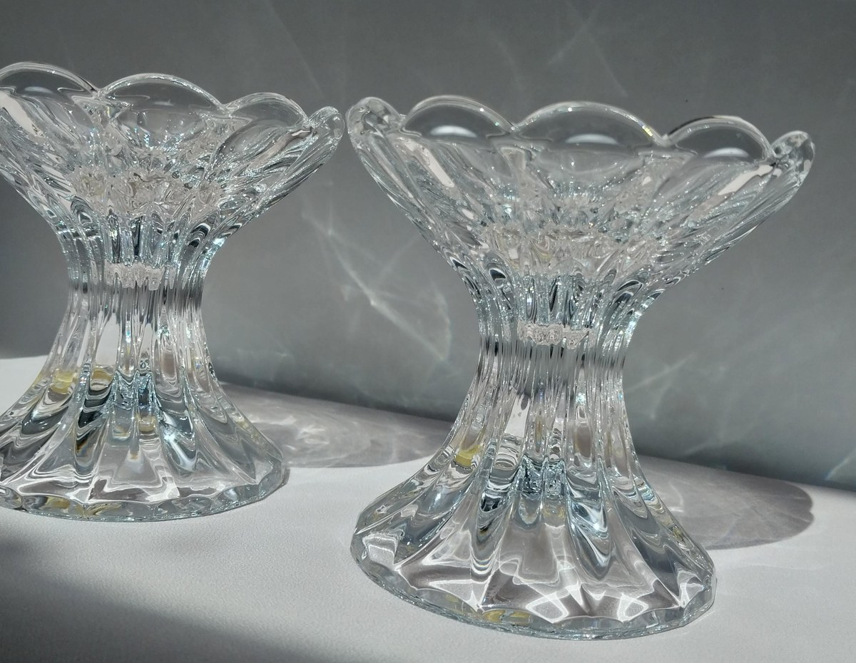 Vintage Gorham Kingsbury Crystal Candlesticks Pair | Full Lead Crystal Candle Holders | Elegant Table Decor | West Germany Crystal, view 5