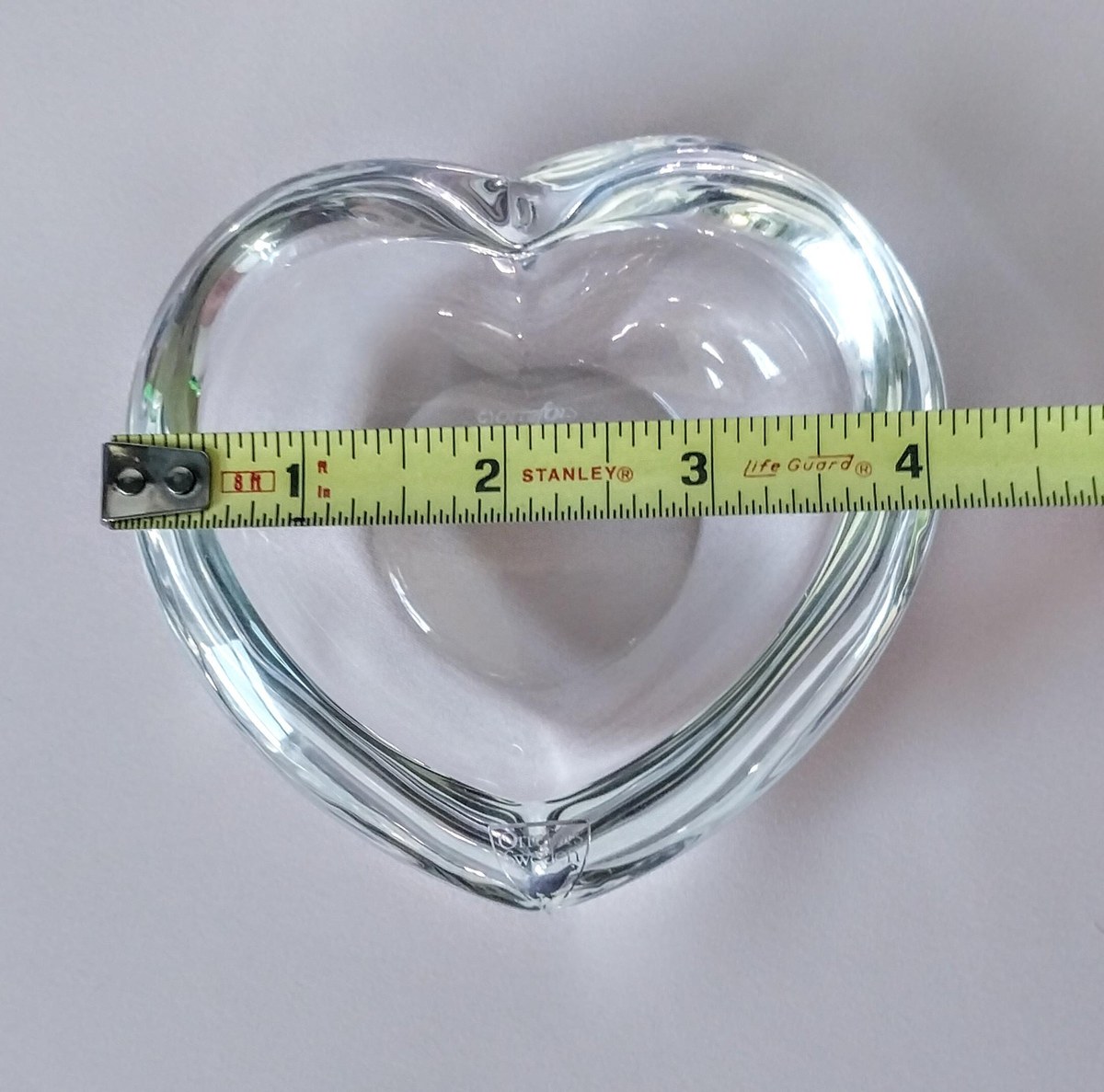 Vintage Orrefors Crystal Heart Dish: Signed Swedish Glass Paperweight, view 4
