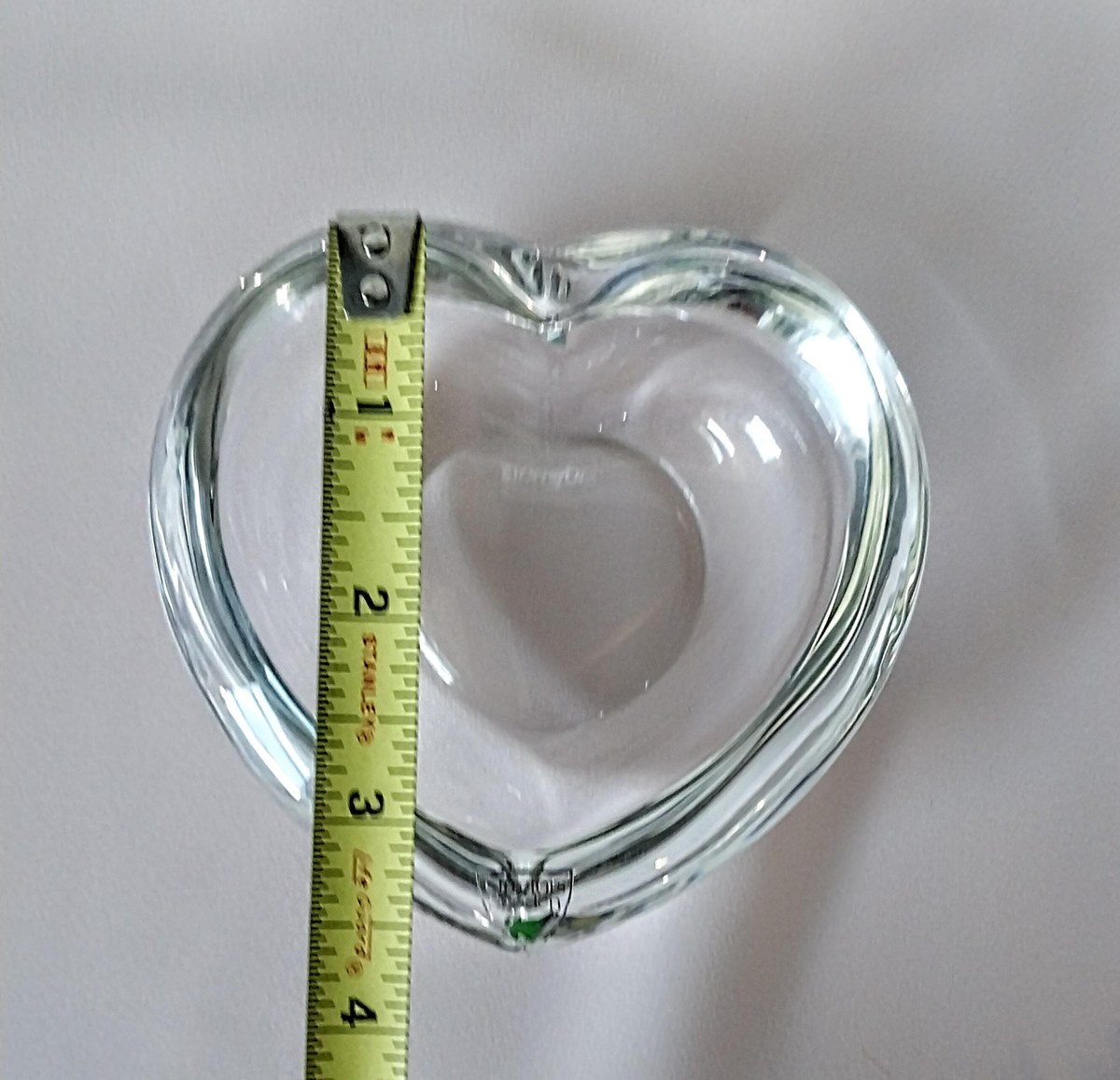 Vintage Orrefors Crystal Heart Dish: Signed Swedish Glass Paperweight, view 6