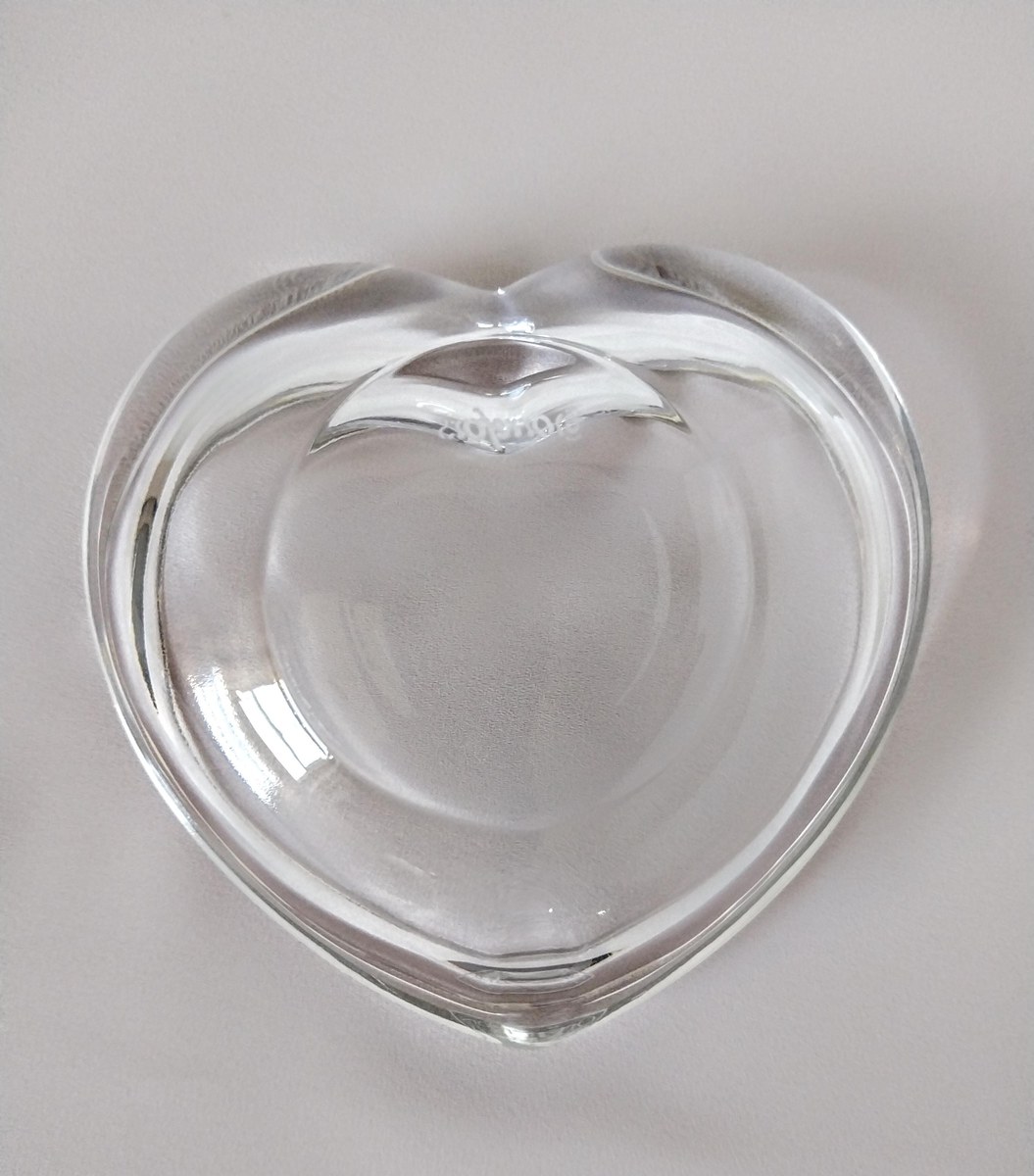 Vintage Orrefors Crystal Heart Dish: Signed Swedish Glass Paperweight, view 9