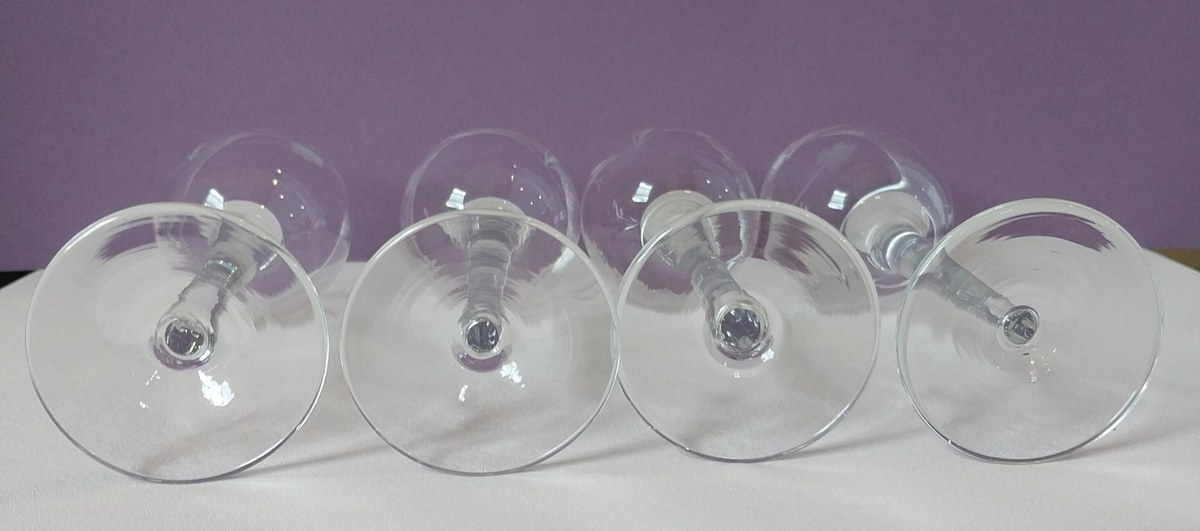 Etched Crystal Wine Glasses - Set of 4 Hand Blown Floral Goblets, view 4