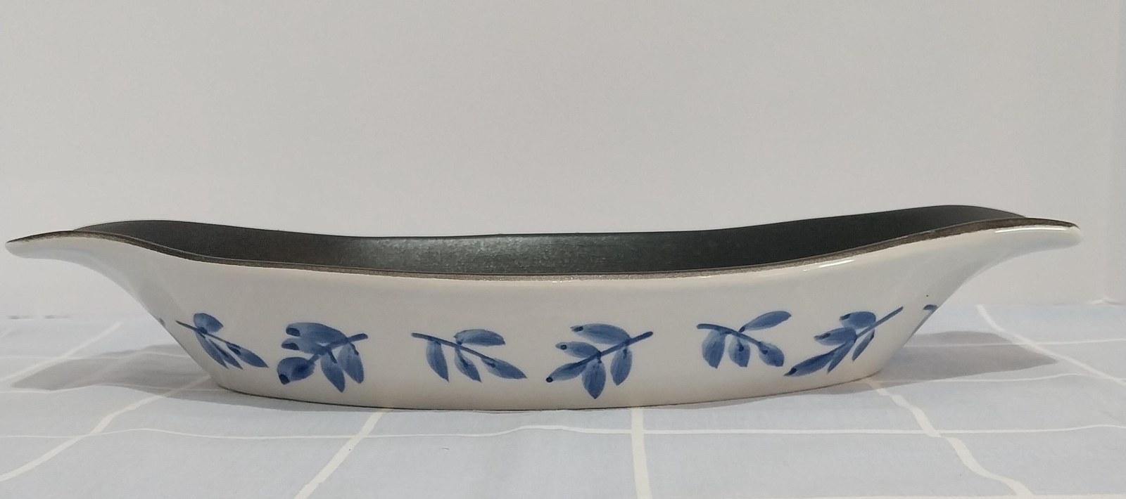 Blue Leaf Stoneware Casserole Dish: Tabletops Unlimited Over & Over Pattern