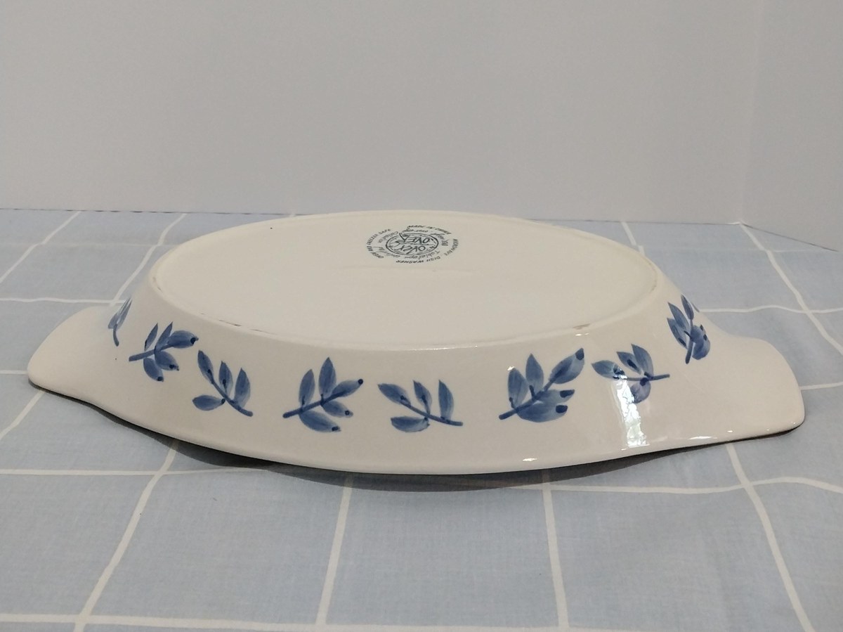 Blue Leaf Stoneware Casserole Dish: Tabletops Unlimited Over & Over Pattern, view 6