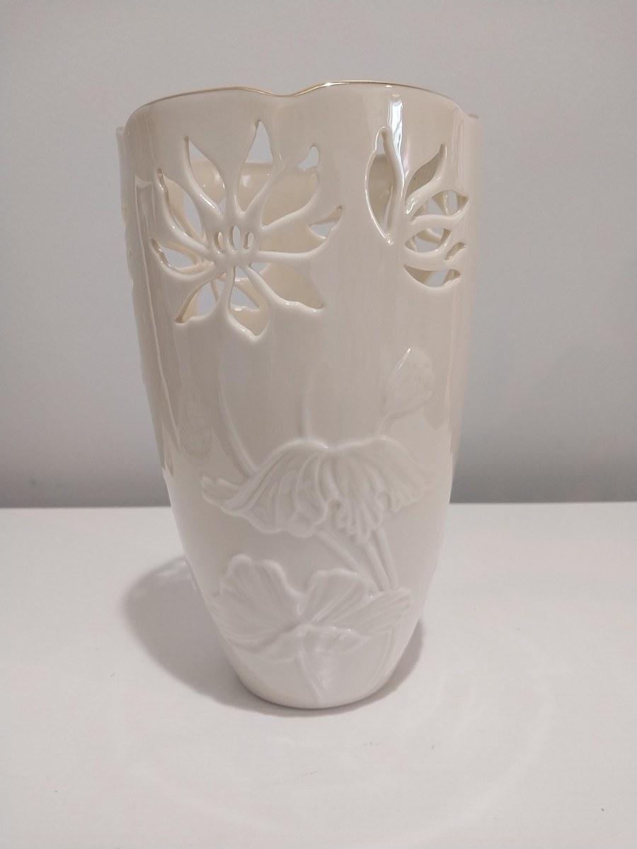Vintage Lenox Westbury Vase: Bone China with Gilt Floral Rim, view 10