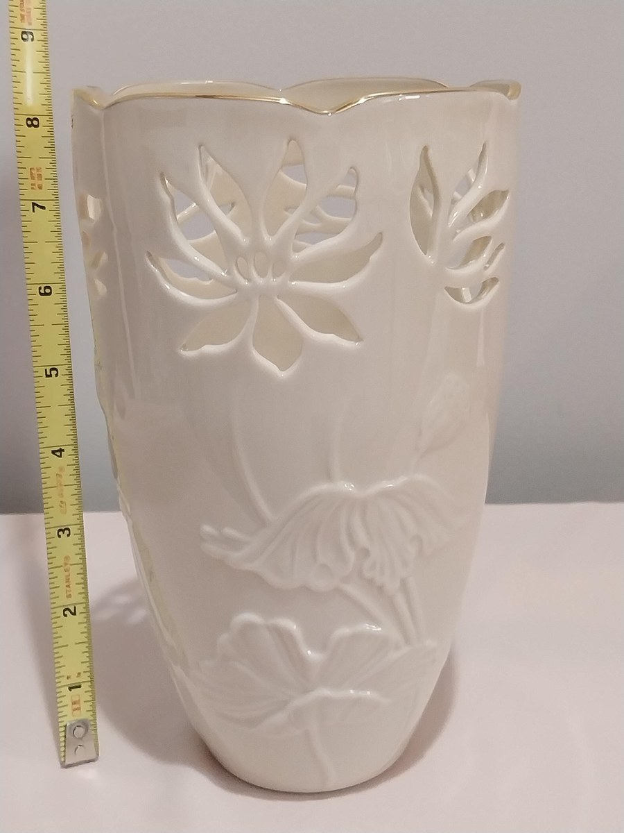 Vintage Lenox Westbury Vase: Bone China with Gilt Floral Rim, view 6