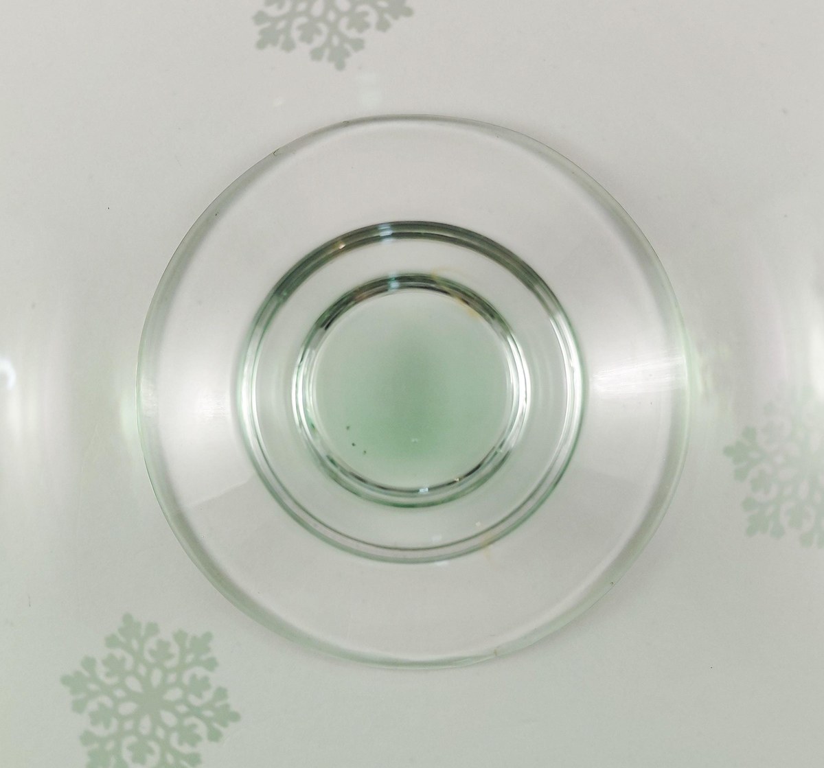 Vintage Green Glass Snowflake Pedestal Bowl FTD Compote Christmas Centerpiece, view 12