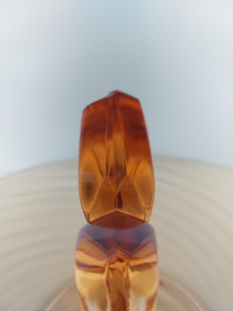 1930s French Amber Swirl Glass Serving Plate: Fleur-de-Lis Art Deco Centerpiece, view 10