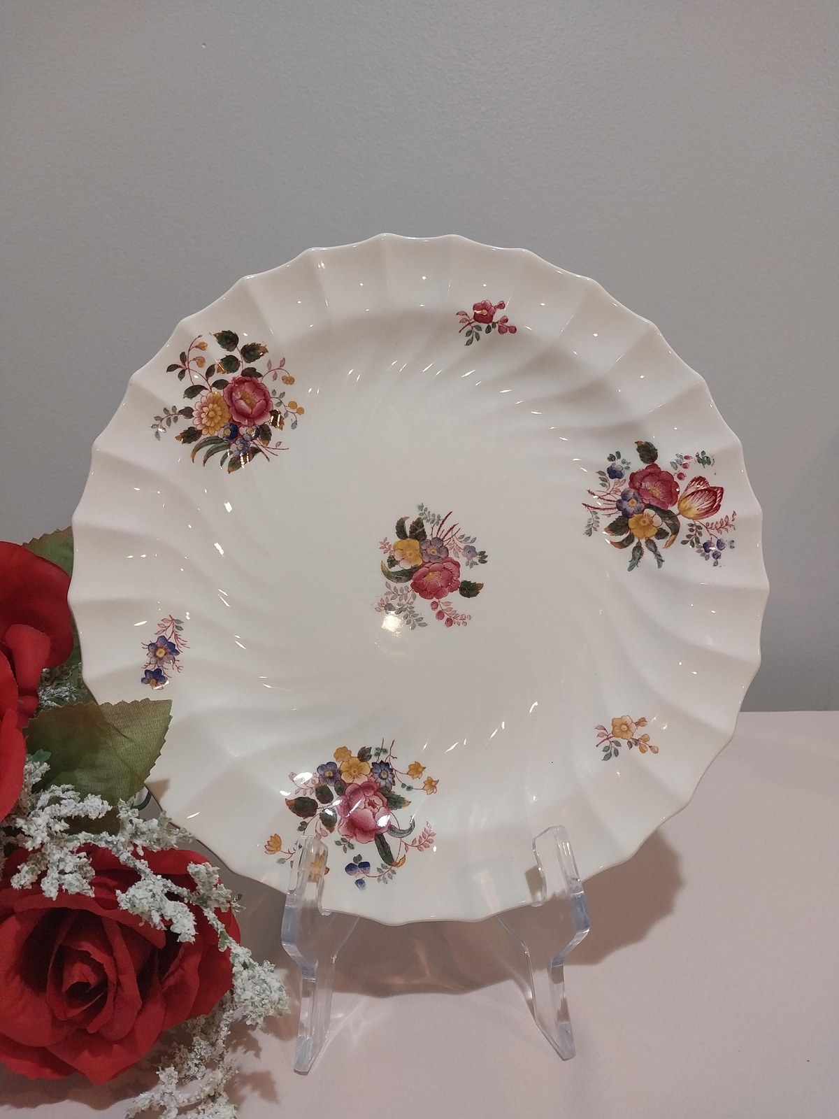 Antique Copeland Spode Plate: Red Roses Floral, 1907 England
