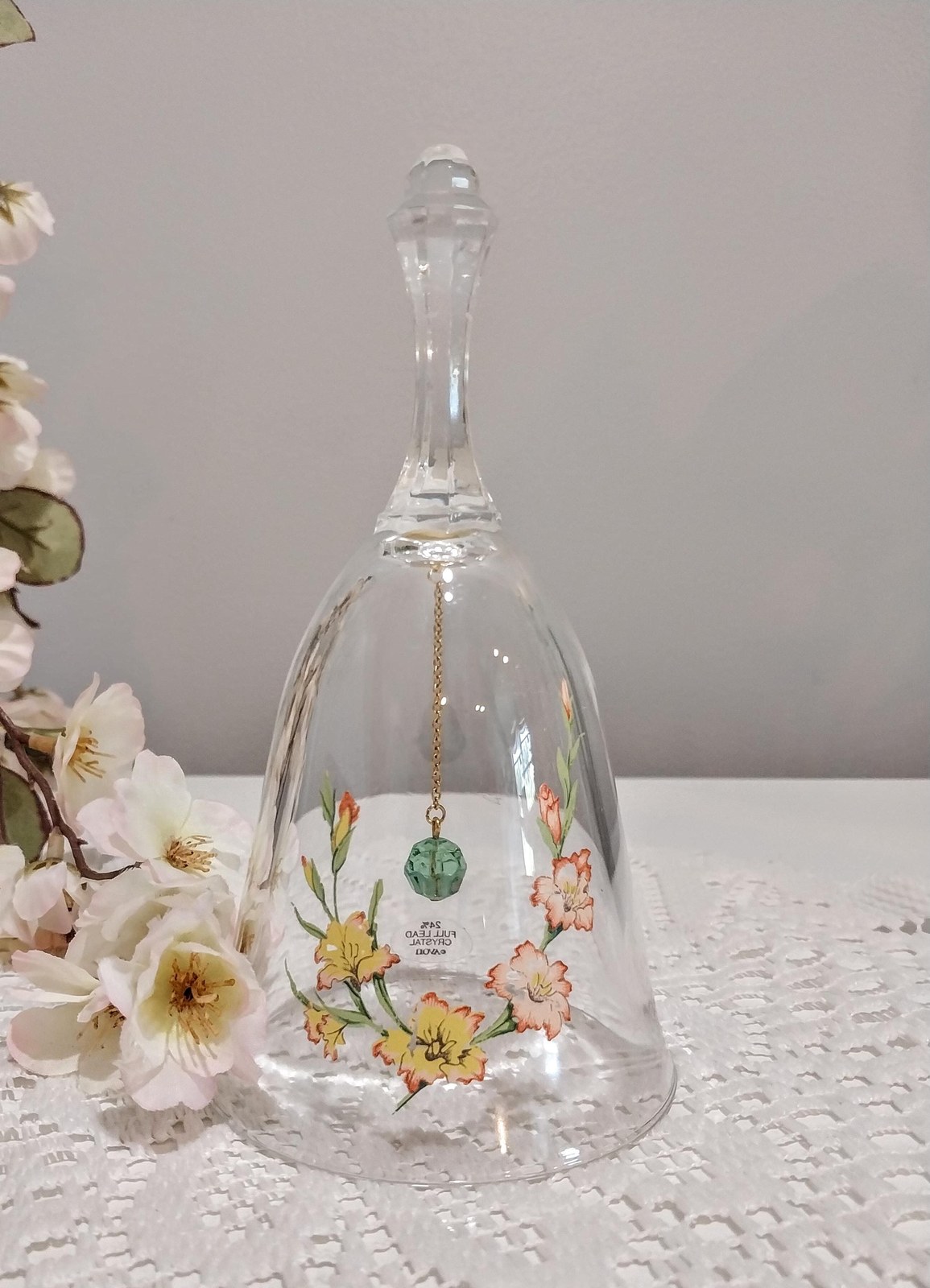 Vintage Avon Crystal Bell: 1980s Floral Motif, 24% Lead Crystal
